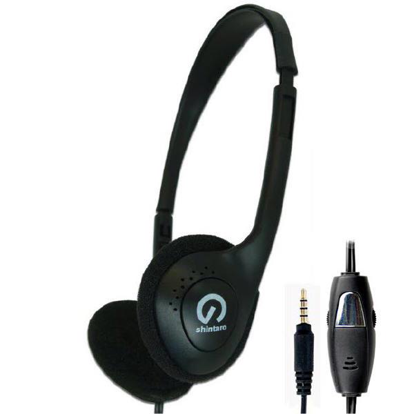 Shintaro Stereo Headset with Inline Microphone, Adjustable Headband, 3.5mm Combo Jack, and In-line Volume Control - Ideal for Phones, PCs, and Tablets
