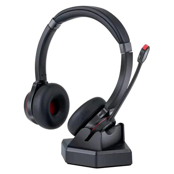 Shintaro Maxifi Bluetooth Headset with Mic - Noise Cancelling, Dual Device Connectivity, 30m Range, 40 Hours Talk Time, with Charging Base