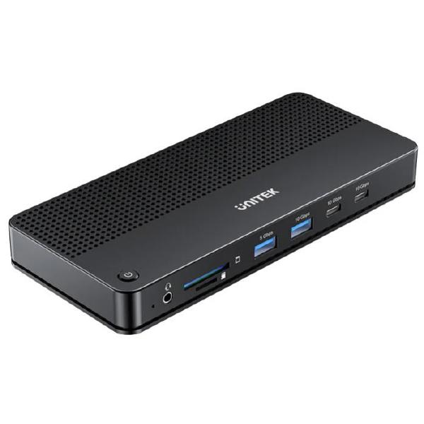 Unitek 13-in-1 USB-C, 8K Universal Docking Station, 30Hz,  2 x HDMI 2.1 + 1 x DP 2.0, 100W, Black