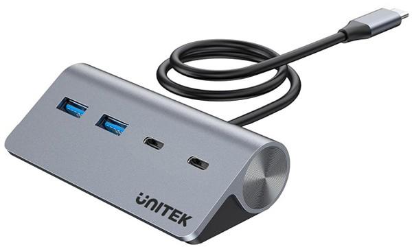 Unitek 4-in-1 USB-C 5Gbps Hub (2xUSB-A 5Gbps + 2xUSB-C 5Gbps), with USB-C Power Port, Space Gray, UNITEK Gift Box