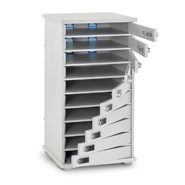 LapCabby Lyte 10 Multi Door | 10-Device Static AC Charging Locker for Laptops, Tablets &amp; Chromebooks up to 15&quot; - Horizontal