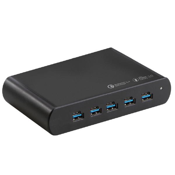 Shintaro Multi Port Charger - Black, 5 USB-A &amp; USB-C