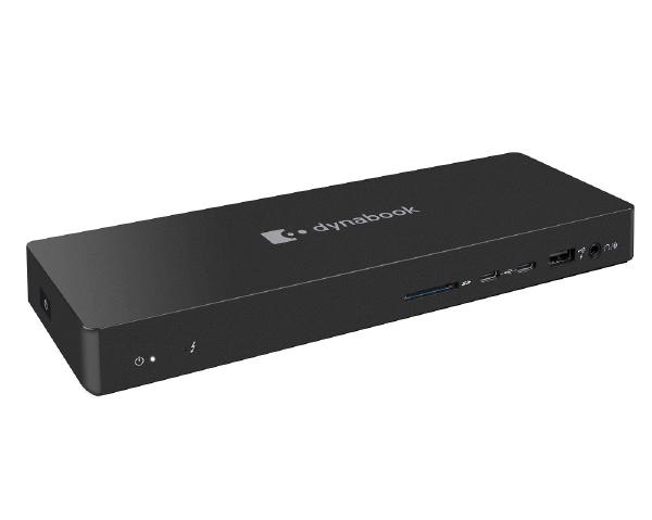 Dynabook Thunderbolt 4 Dock 90W HDMI (1), DP (2), USB A (4), Headphone/Microphone Combo (1), LAN (1), Thunderbolt 4 USB C (1), SD Card (1), USB C (2)