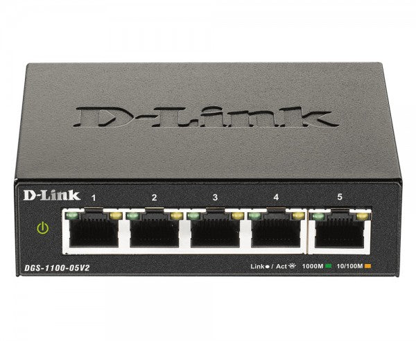 D-Link DGS-1100, 5-Port Smart Managed Switch with 2 PoE and 3 BASE-T Ports