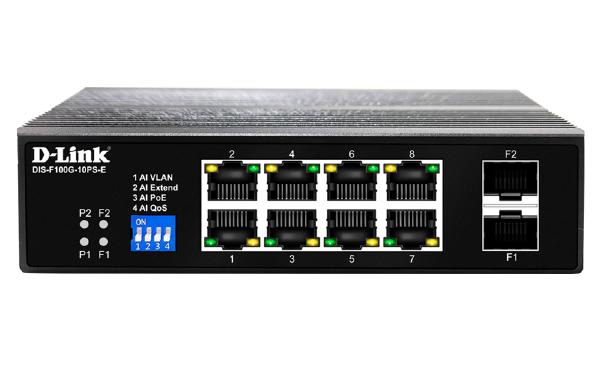 D-Link 10-Port Unmanaged PoE Switch with 8 RJ45 PoE, 2 SFP and 1 RJ45 Console Port