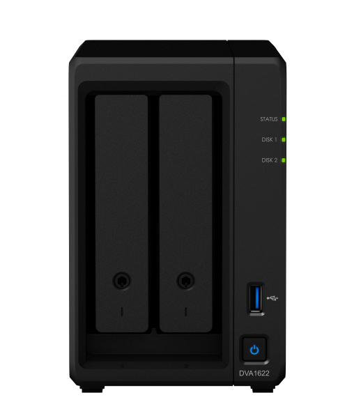 Synology Network Video Recorder DVA1622, 2 Bay, Supports up to 16 Cameras, 8 Licenses, 3 Year Warranty (Extend warranty with EW201)