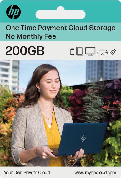 HP Cloud 200GB One-Time Payment Cloud Storage
. Secure, reliable lifetime cloud storage with no recurring fees.