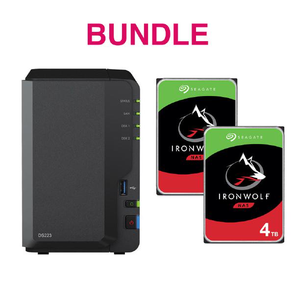 Synology Bundle - Included 1 x Synology DS223 + 2 x Seagate 4TB Ironwolf Drives ST4000VN006
