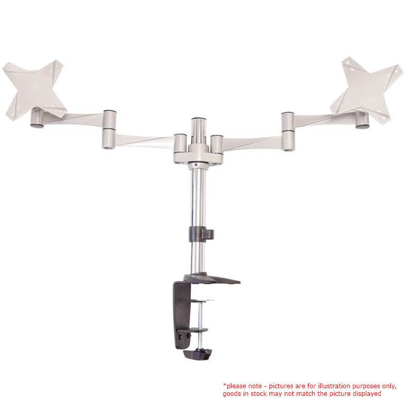 Astrotek Dual Monitor Arm Desk Mount Height Adjustable Stand for 2x LCD Display 23.8" 24" 27" 31.5" 32" 8kg 30° Tilt 180° Swivel 360° Pivot VESA