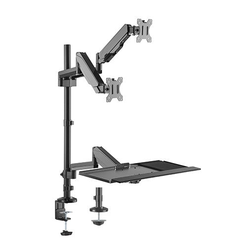 Brateck Gas Spring Sit-Stand Workstation Dual Monitors Mount Fit Most 17"-32" Moniters Up to 8kg per screen, 360° Screen Rotation