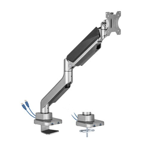 Brateck Single Monitor Economy Heavy-Duty Gas Spring Monitor Arm with USD3.1 Ports Fit Most 17"-35" Up 15kg