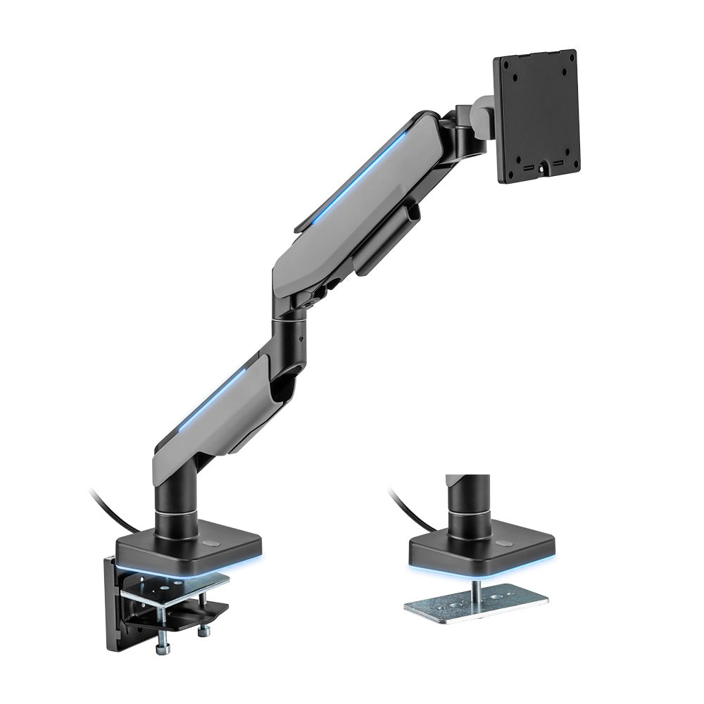 Brateck Single Heavy-Duty RGB Gaming Monitor Arm Fit Most 17"-49" Monitor VESA 75x75,100x100