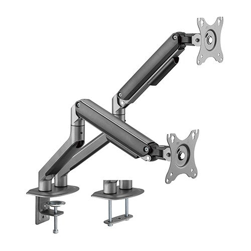 Brateck Dual Monitor Economical Spring-Assisted Monitor Arm Fit Most 17"-32" Monitors, Up to 9kg per screen VESA 75x75/100x100 Space Grey