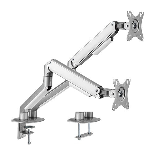 Brateck Dual Monitor Economical Spring-Assisted Monitor Arm Fit Most 17"-32" Monitors, Up to 9kg per screen VESA 75x75/100x100 Matte Grey