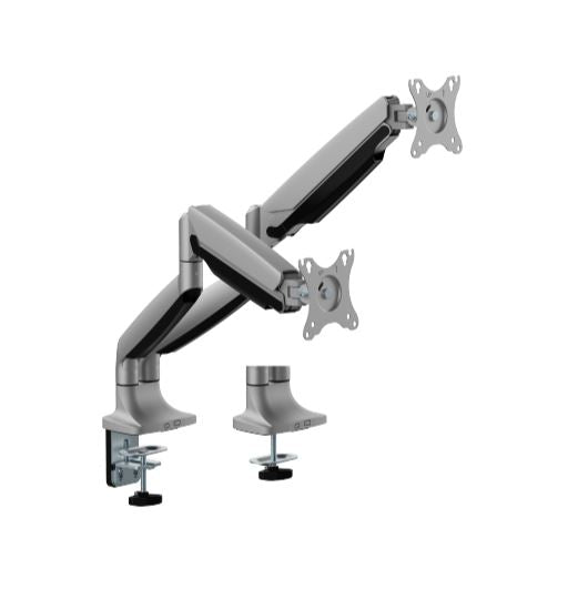 Brateck LDT82-C024 DUAL SCREEN HEAVY-DUTY GAS SPRING MONITOR ARM For most 17"~35" Monitors, Matte Silver(New)