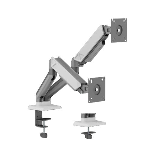 Brateck LDT88-C024 DUAL SCREEN RUGGED MECHANICAL SPRING MONITOR ARM For most 17"~32" Monitors, Space Grey  White (New)