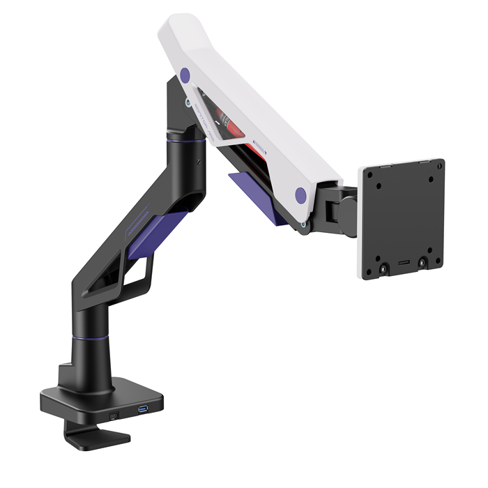 Brateck LDT95-C012UC Atlas Neo Gaming Monitor Arm with USB-A  USB-C Ports For most 24"~57" Monitors, Fit Curved Monitor, Matte Black  White (new)