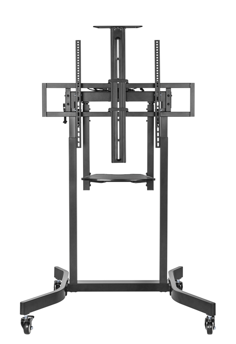 Brateck Deluxe Motorized Large TV Cart with Tilt, Equipment Shelf and Camera Mount Fit 55"-100" Up to 120kg- Matte Black