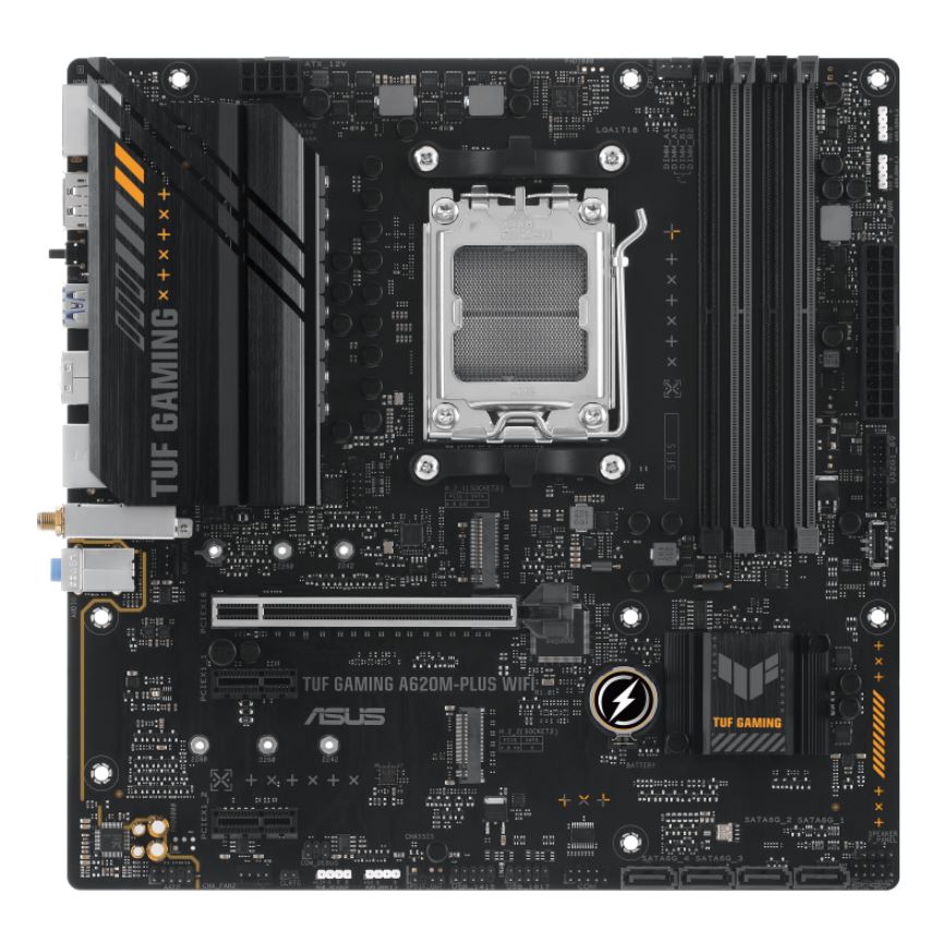 ASUS A620M TUF GAMING A620M-PLUS WIFI (AM5) Micro-ATX Motherboard, 4xDDR5 192GB, 1 x PCIe 4.0 x16 slot, 2 x M.2 slots,  4 x SATA , Wi-Fi 6