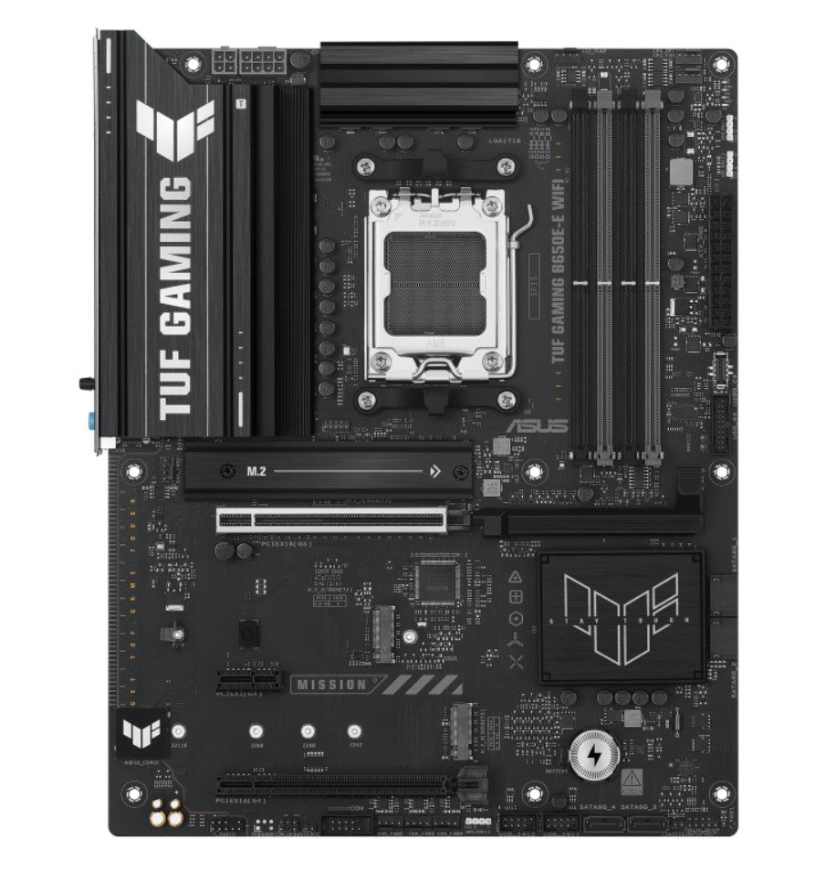 ASUS AMD B650E TUF GAMING B650E-E WIFI (AM5) ATX Motherboard 4x DDR5 256B, 1x PCIe 5.0 x16 slot, 3 x M.2 slots, 4 x SATA, Wi-Fi 6E, Realtek 2.5Gb