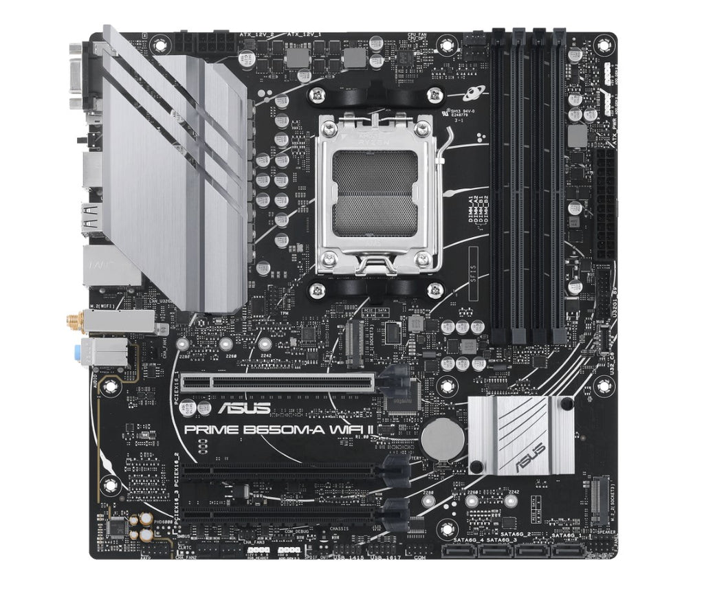 ASUS AMD B650M PRIME B650M-A WIFI II-CSM  (AM5) Micro-ATX Motherboard  4x DDR5 192GB, 1x PCIe 4.0 x16 slot,2 x M.2 slots, 4 x SATA,Wi-Fi 6 1 x HDMI.1