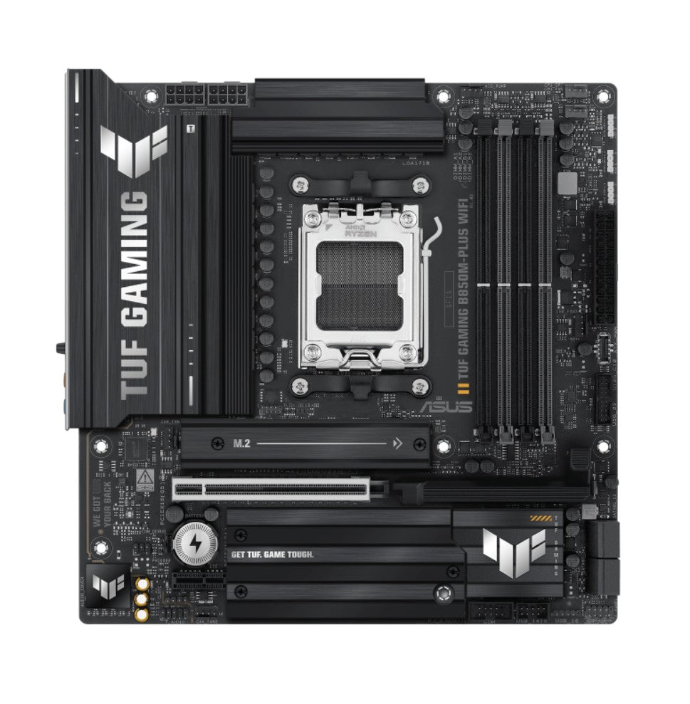 ASUS AMD TUF GAMING B850M-PLUS WIFI (AM5) Micro-ATX Motherboard 4x DDR5 192GB, 1x PCIe 5.0 x16 slot, 3 xM.2 slots, 4x SATA, Wi-Fi 6E, Realtek 2.5Gb