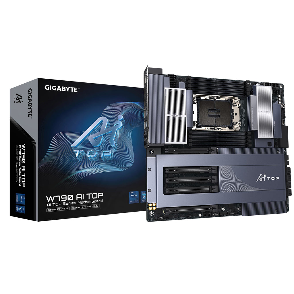 Gigabyte W790 AI TOP Motherboard, Intel® W790,  5 x PCI Express x16 slots, 6x M.2,  8 x SATA, 8x USB 3.2,  1 x USB Type-C, Intel® Wi-Fi 7