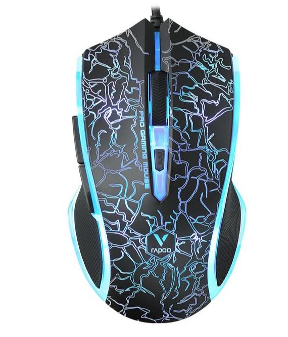 RAPOO V20S LED Optical Gaming Mouse Black - Up to 3000dpi 16m Colour 5 Programmable Buttons