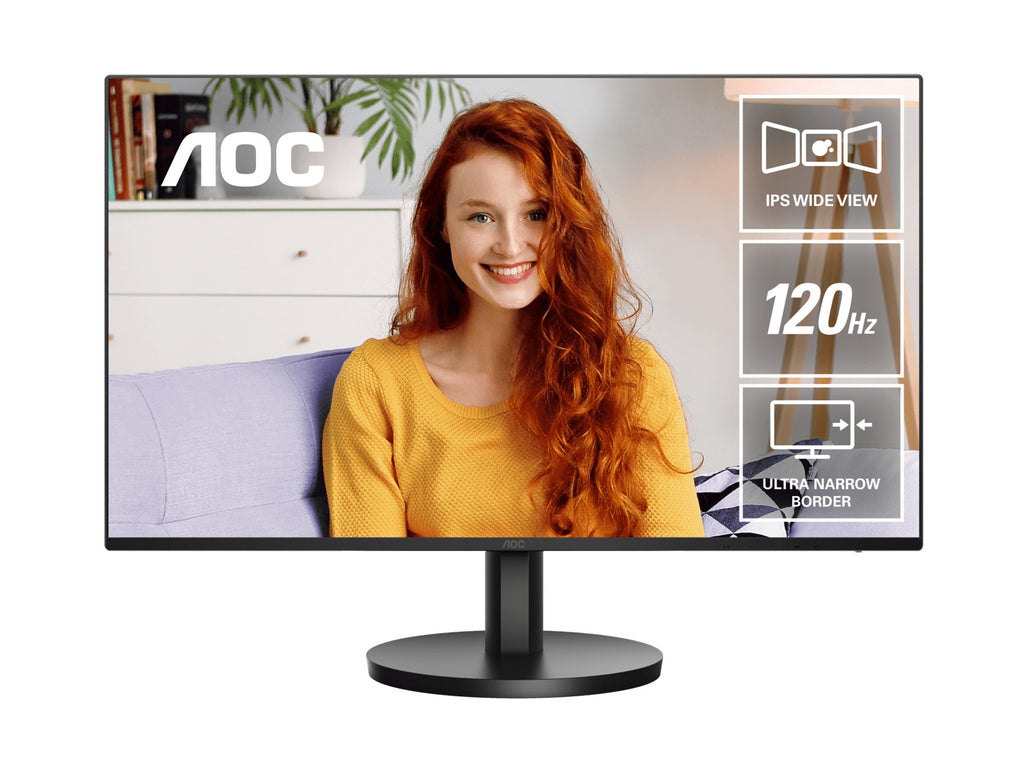 AOC 23.8" IPS 1ms 120hz, Ultra Slim, Speakers, Flicker Free, FHD 1080, VGA, HDMI. VESA 100 x 100, Earphone.Low Blue, Adaptive Sync Office Monitor