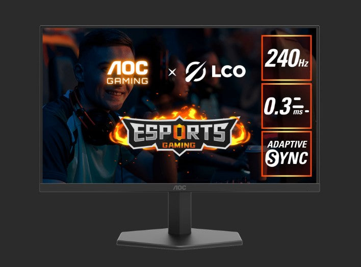AOC 23.8" IPS 1920 × 1080 FHD, 240Hz, HDR10, 0.3ms,Adaptive Sync,HDMI 2.0 × 1, DisplayPort 1.4 × 1, Gaming Monitor