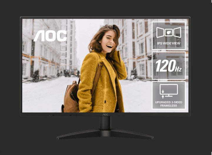 AOC 27" 120Hz IPS 1920 × 1080 (FHD), 300 cd/m2,  VGA × 1, HDMI 1.4 × 1 1ms Adaptive Sync, Office and Home monitor. 2025