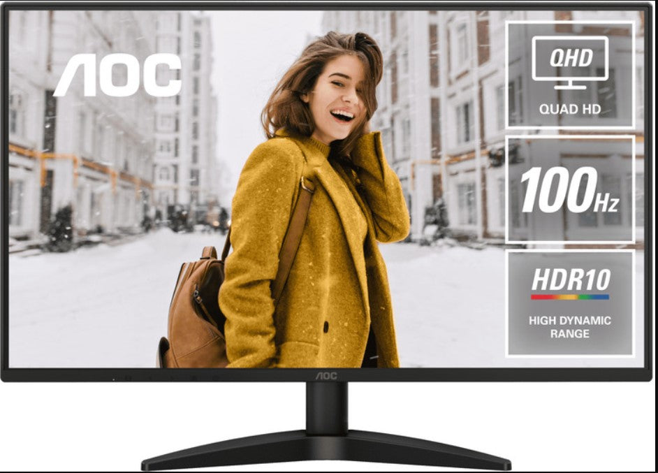 AOC 27" Q27B36  27" IPS QHD 2560x1440, 4ms, 350cd/m2, 100Hz, HDR10, IPS, Adaptive Sync, DP, HDMI, VESA 100x100mm