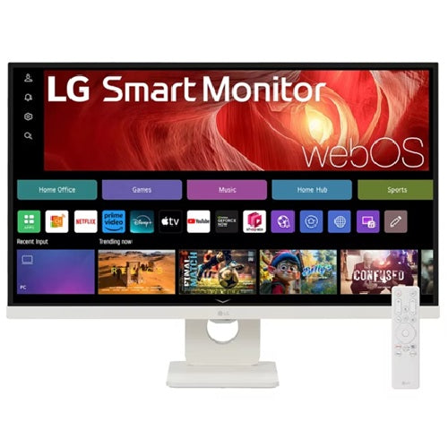 LG 27" 4K UHD IPS Smart Monitor: 3840×2160  (4K UHD), 5 ms response time, 60Hz refresh, ~400‑nit brightness, USB‑C / HDR400, height/tilt pivot stand