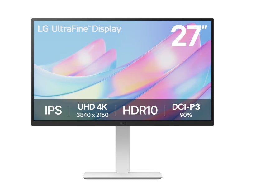 LG 27" UHD 4k 3840×2160 (16:9) IPS display HDR10 Height Adjustable, 3 side Borderless, LG Switch, Office and Professional White Monitor