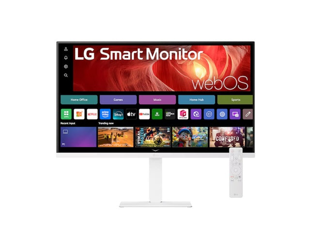 LG 31.5” 4K UHD Smart Monitor with webOS, USB-C PD 65W, AirPlay 2, DCI-P3 90%, Bluetooth, 5ms, 60Hz, and tilt/height/swivel/pivot stand