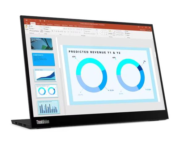 Lenovo ThinkVision M14D 14" 2.2K WLED IPS USB-C Portable Monitor 2240x1140 6ms 1500:1 100% sRGB Anti-glare 2xUSB-C DP Tilt Height Adjust VESA 0.6kg