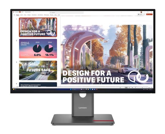 LENOVO ThinkVision P27QD-40 27" QHD pixels Monitor IPS 2560x1440 16:9 Height Adjustable Tilt Swivel Anti-GlarE DP HDMI USB-C Hub RJ45 LAN Black 3YR
