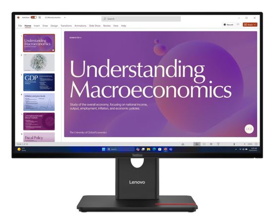 LENOVO ThinkVision T24D-40 23.8"/24" 120Hz FHD IPS Monitor USB-C Dock 1920x1080 Height Adjust Tilt Swivel Pivot Daisy Chain HDMI DP LAN 4xUSB Hub VESA