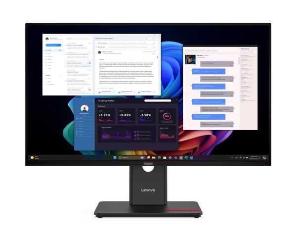LENOVO ThinkVision T27UD-40 27" UHD IPS Monitor 3840 x 2160 4ms 16:9 Anti-Glare Height Adjustable Tilt Swivel Pivot PD 100W USB-C Hub LAN DP HDMI VESA
