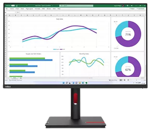 LENOVO ThinkVision T32H-30 31.5"/32" 60Hz QHD Monitor 2K 2560x1440 16:9 4ms IPS Height Adjustable Tilt Pivot Swivel HDMI DP USB-C RJ45 90W PD VESA 3y