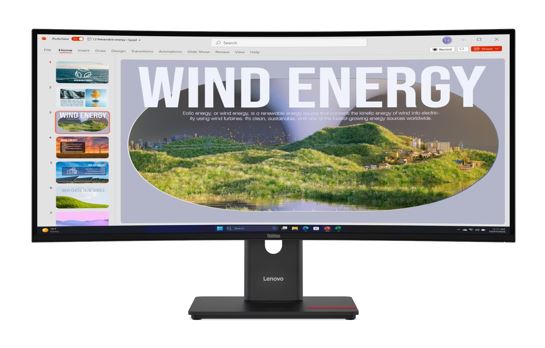 LENOVO ThinkVision T34WD-40 34" 120Hz WQHD Monitor 1500R Curve 4K 3440x1440 21:9 Height Adjustable Tilt Swivel 100W PD DP HDMI USB-C LAN 4xUSB3.2 Hub