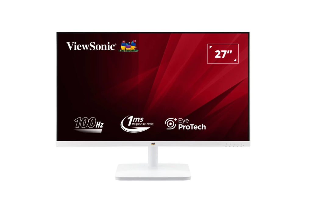 ViewSonic 27” White, Super Clear IPS, 4ms 100hz, Ultra Slim Bezel, FHD, HDMI, VGA,  Adaptive Sync. VESA 100. 3Yrs AR. Office Business Monitor (LS