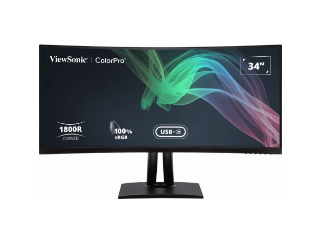 EOFY ViewSonic 34" ColorPro™ 21:9 Curved UWQHD 3440 x 1440, 90W USB-C, 100% sRGB, Delta E < 2 color Accuracy, Pre-calibrated Pro Designer Monitor