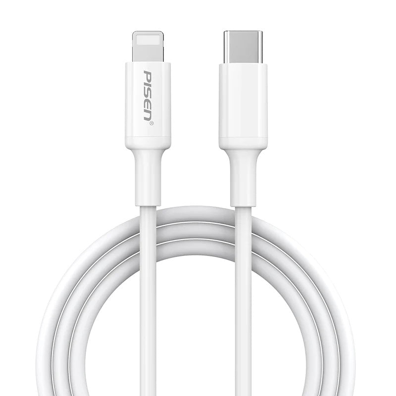 Pisen Lightning to USB-C PD Fast Charge Cable (1.2M) White - Ultimate Durability, 12K Bends, Long-Lasting Performance, Seamlessly Sync  Charge