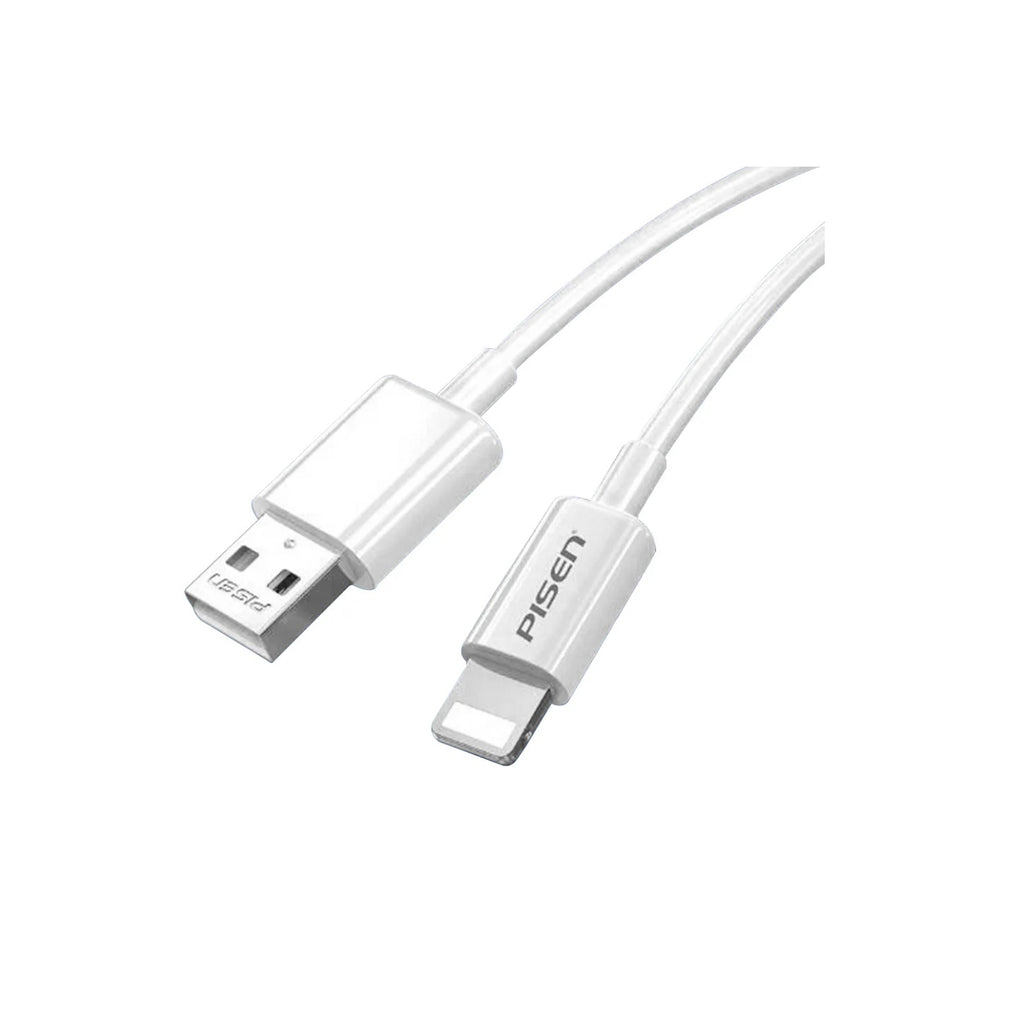 Pisen Mr White Lightning to USB-A Cable (1M) White - Fast Charge 2.4A, Stretch-Resistant, Reinforced, Strong  Durable, Apple iPhone/iPad/MacBook