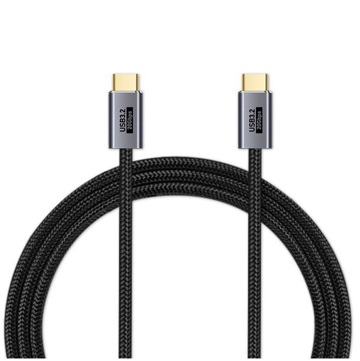 Pisen Braided USB-C to USB-C (3.2 Gen2) Cable (1M) - Black, 5A/100W, Nylon and Aluminum Outer Shell, 20Gbps Transfer Speed, Supports 4K Display
