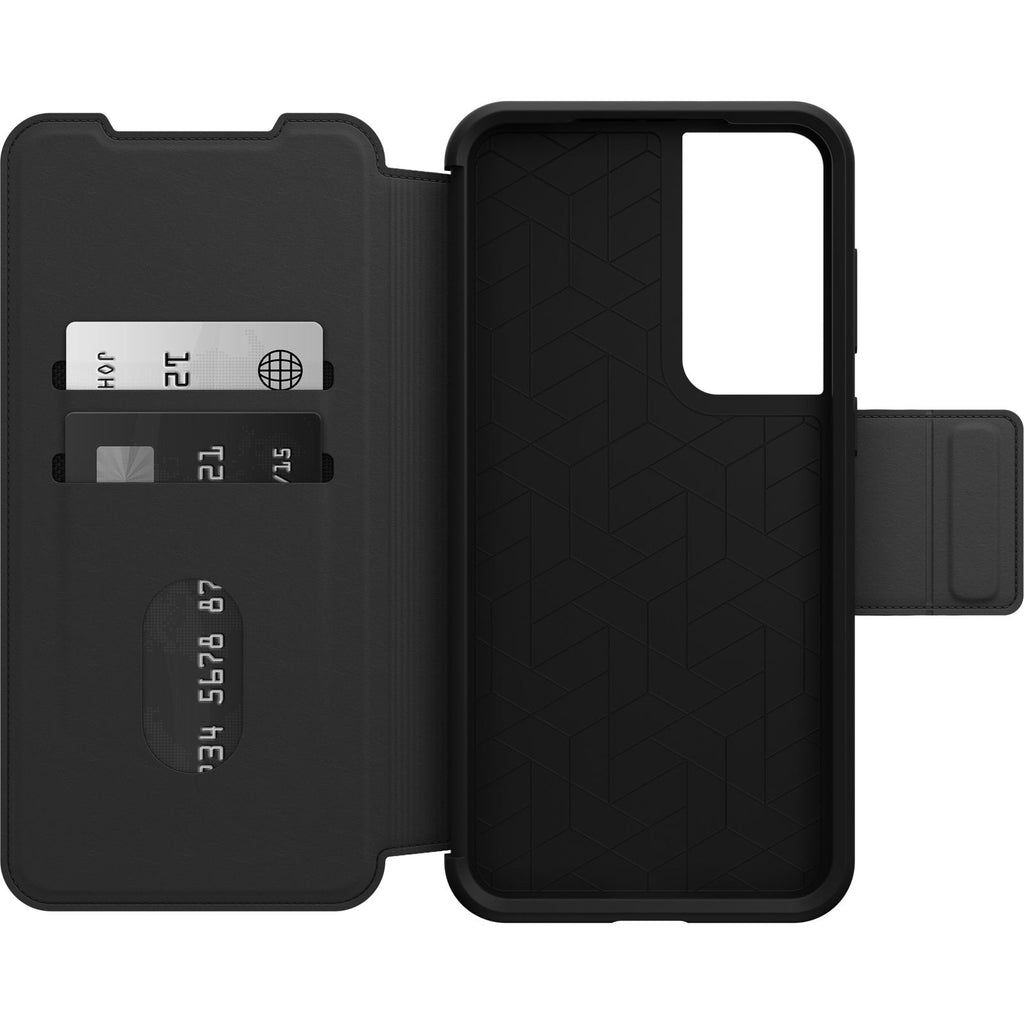 OtterBox Strada Samsung Galaxy S23+ 5G (6.6") Case Black - (77-91177), DROP+ 3X Military Standard, Leather Folio Cover, Card Holder, 7 Years Warranty