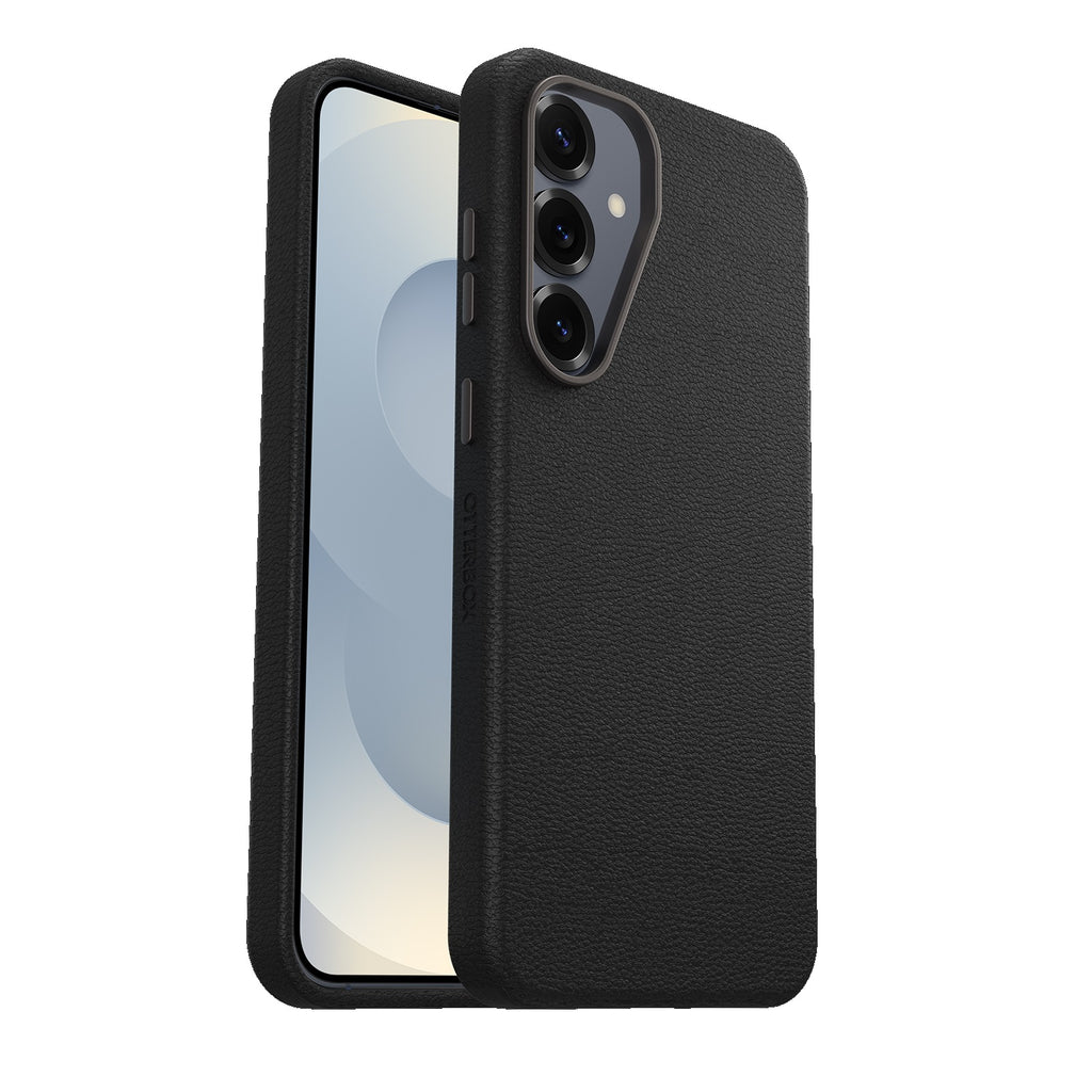 OtterBox Symmetry Cactus Leather Samsung Galaxy S25 5G (6.2") Case Noir Ash Black - (77-97385), DROP+ 3X Military Standard, 7 Years Warranty