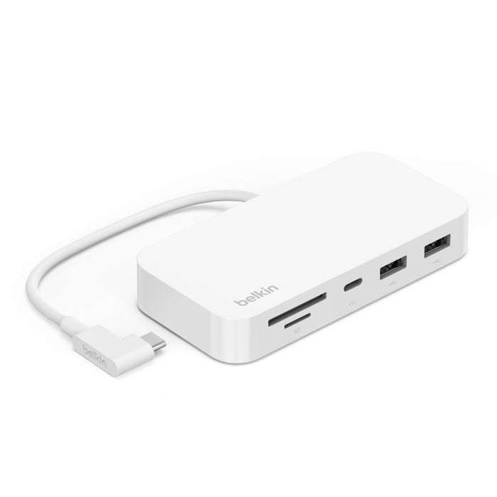 Belkin Connect USB-C® 6-in-1 Multiport Hub with Mount - White (INC011btWH), 10Gbps, 2x USB-A, USB-C, SD 3.0  MicroSD Card Reader, 2 Years Warranty