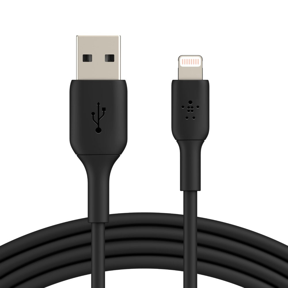 Belkin BoostCharge Lightning to USB-A Cable 2M) - Black (CAA001bt2MBK), 480Mbps, 25K+ bend, Apple iPhone/iPad/Macbook, MFi-Certified, 2 Years Warranty